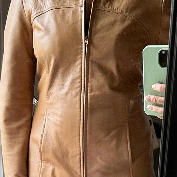 Tan genuine leather jacket - Picture 2 of 4